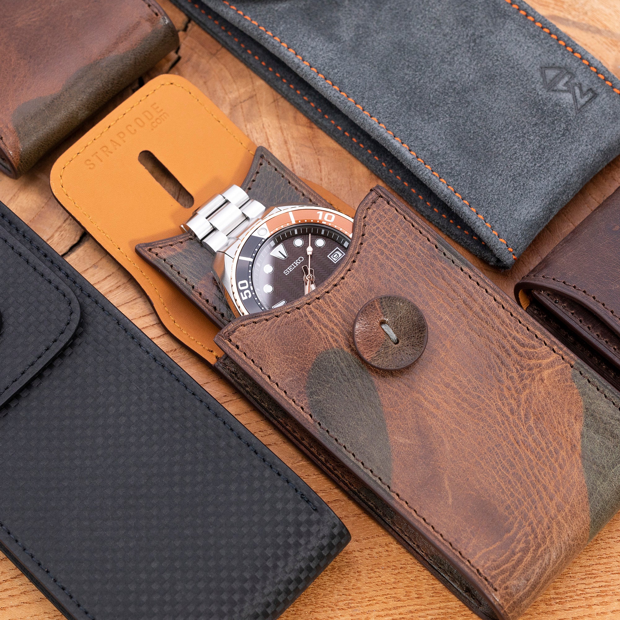 Genuine Leather Watch Pouch Case Zipper Portable Watch Travel Storage Bag  Gift | eBay