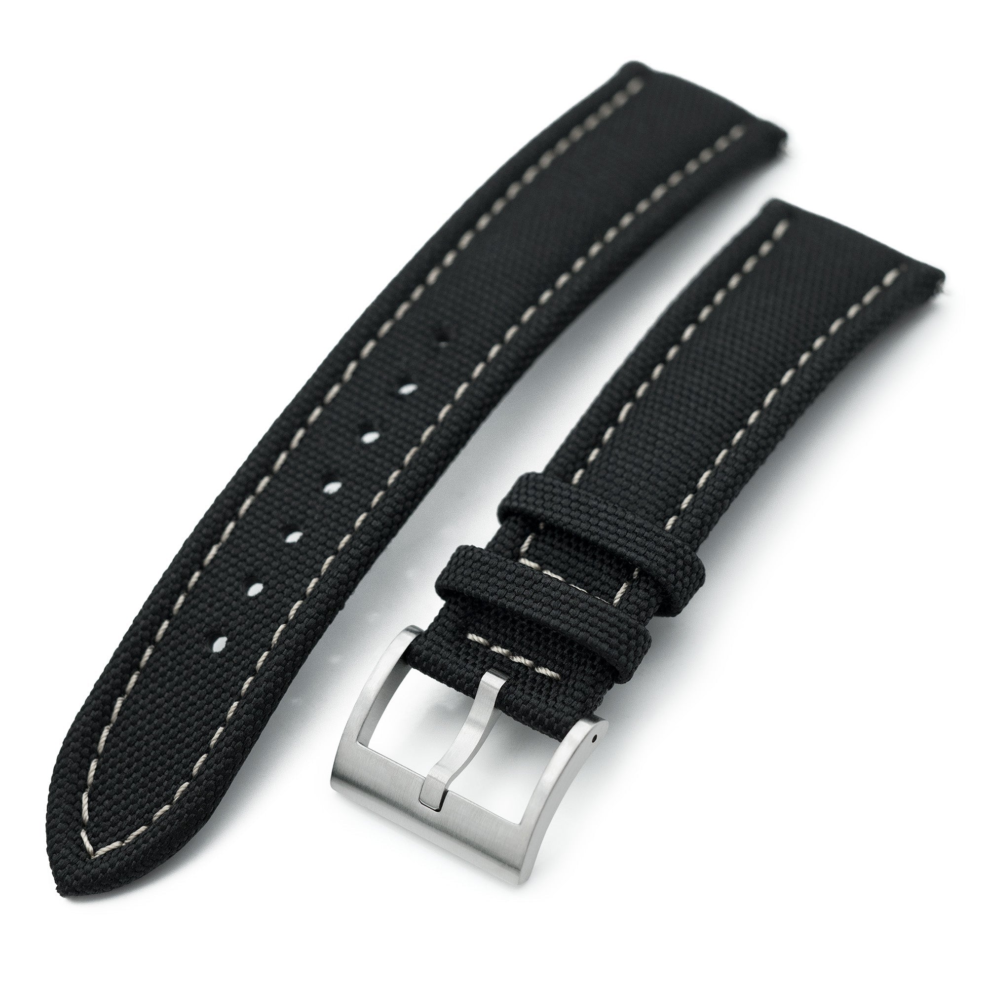 Aviator Style Black Canvas Quick Release Watch Band, 20mm or 22mm Strapcode watch bands