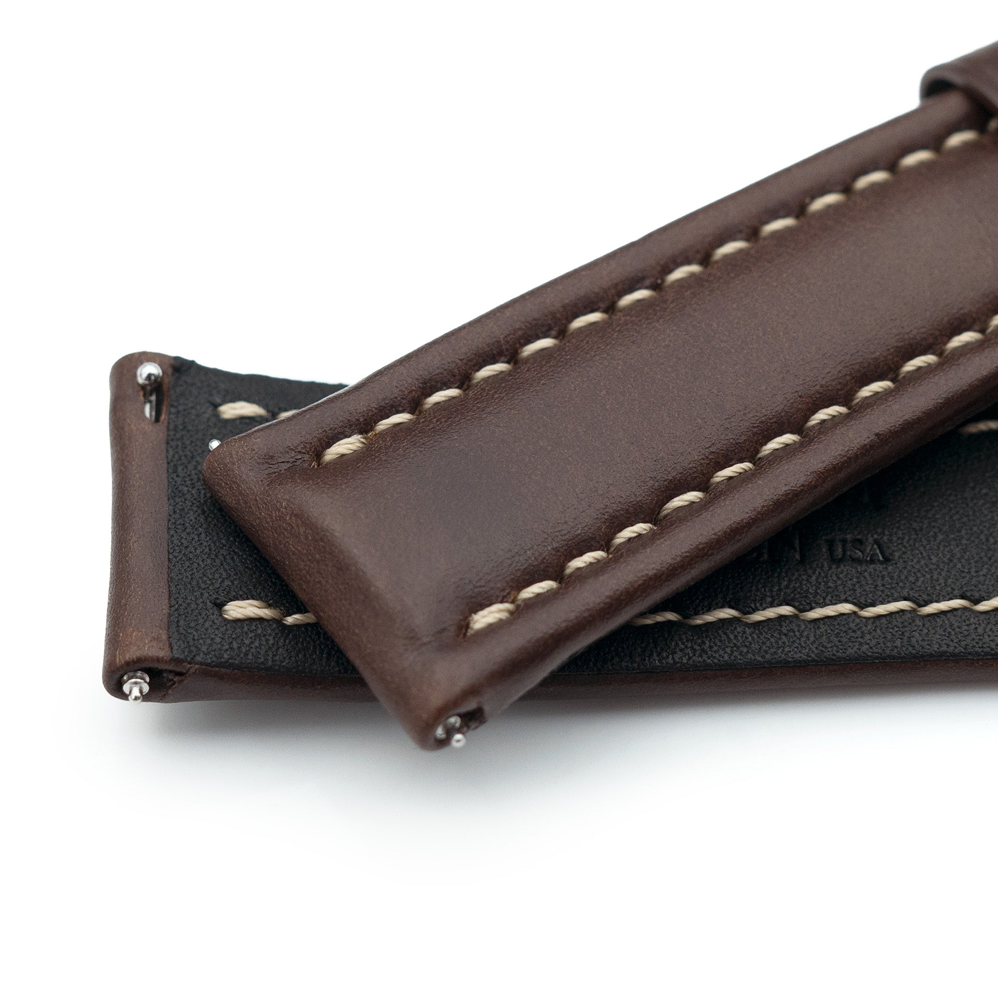 Aviator Style Quick Release Brown Horween Chromexcel Leather Watch Band 19mm, 20mm, 22mm or 23mm Strapcode watch bands