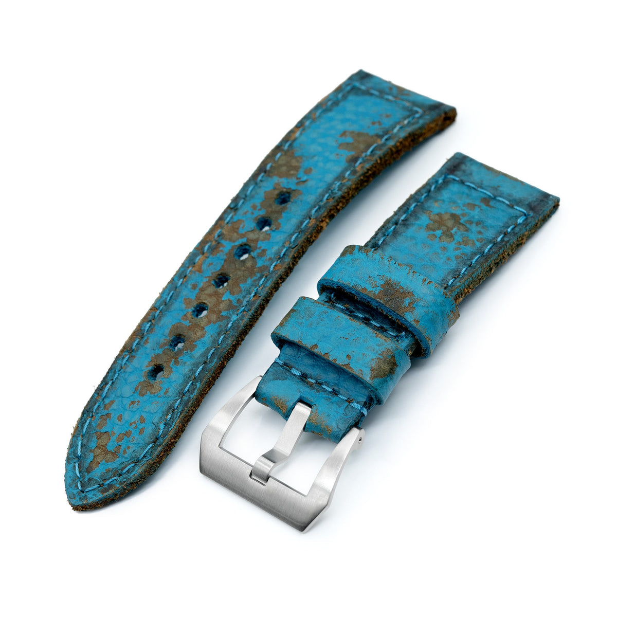 27mm Gunny X MT Coral Blue Handmade Leather Watch Band Strapcode watch bands