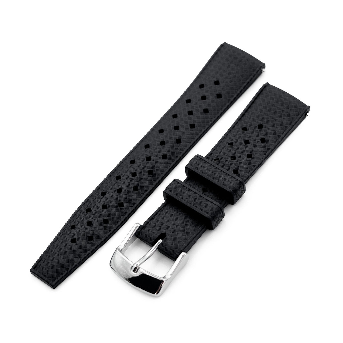 20mm Quick Release Tropical-Style FKM rubber watch strap, Black Strapcode watch bands