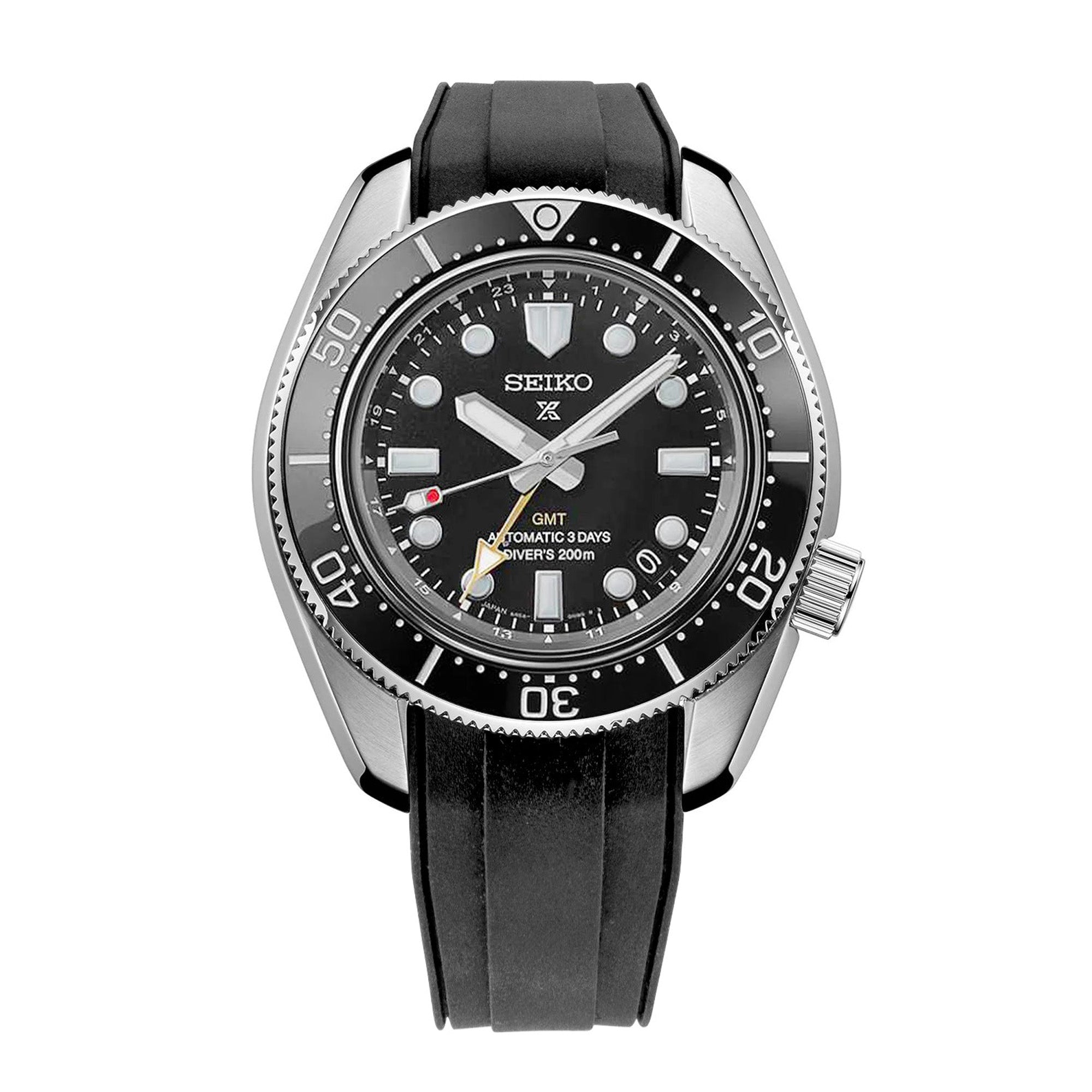 StrapXPro - SBX1A Rubber Strap for Seiko Prospex 1968 Diver¡¦s Modern Re-interpretation MM200 GMT Series SPB381, Black Strapcode watch bands