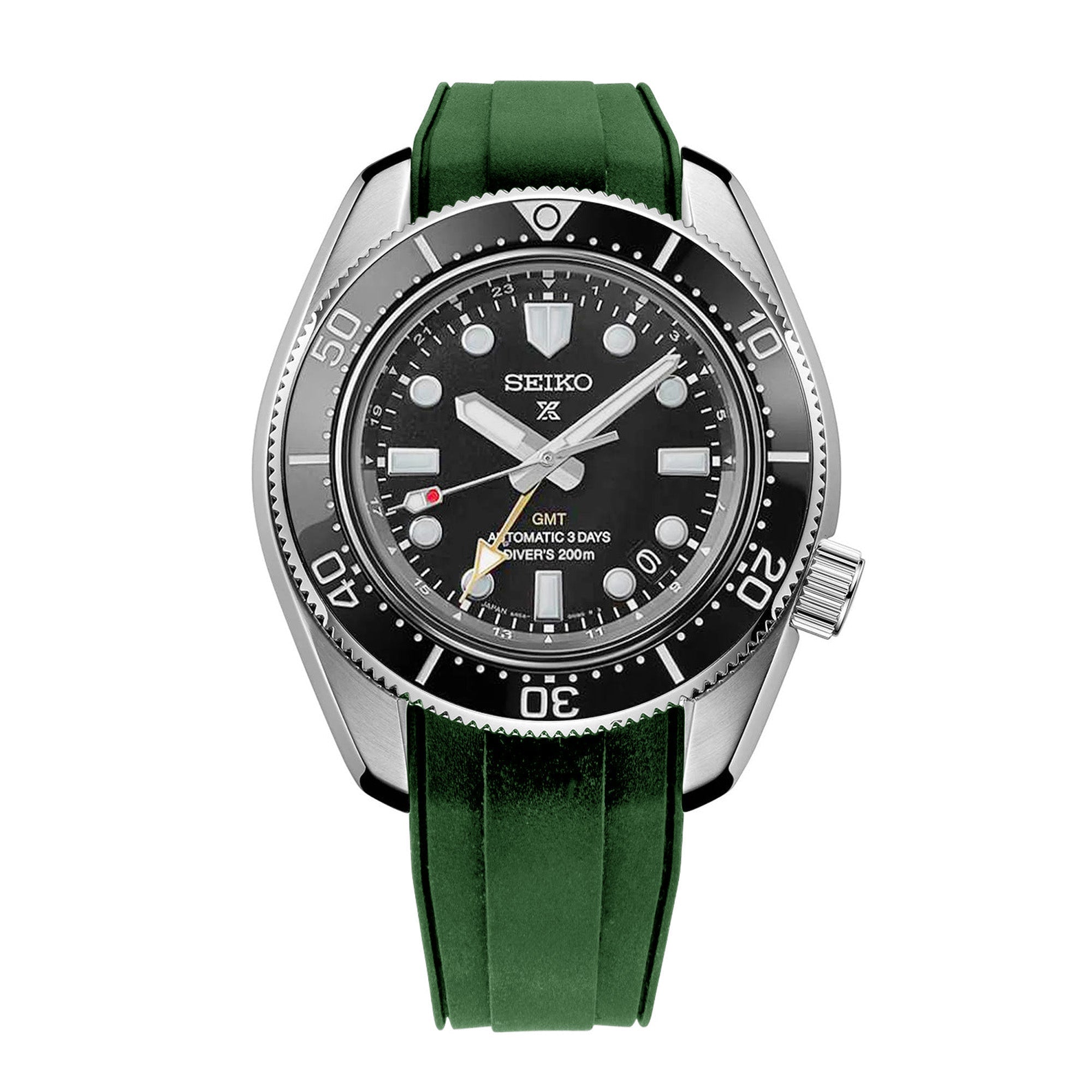 StrapXPro - SBX1A Rubber Strap for Seiko Prospex 1968 Diver¡¦s Modern Re-interpretation MM200 GMT Series SPB381, Green Strapcode watch bands