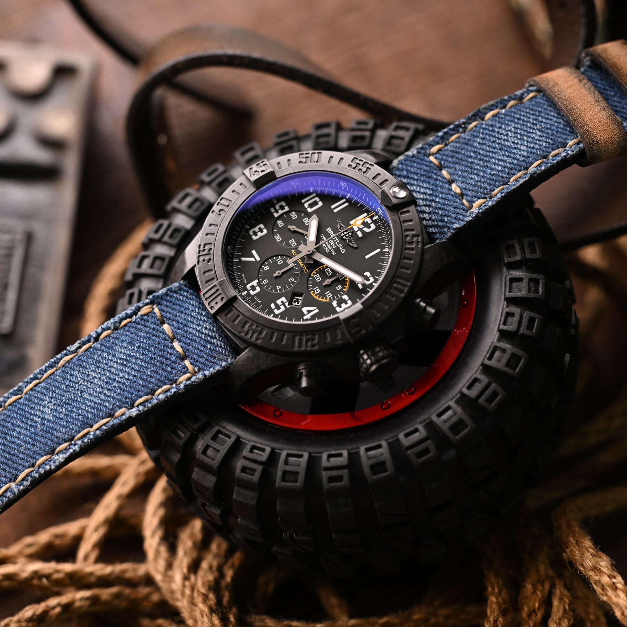 Gunny X MT Denim Blue Washed Canvas Watch Band, 24mm or 26mm