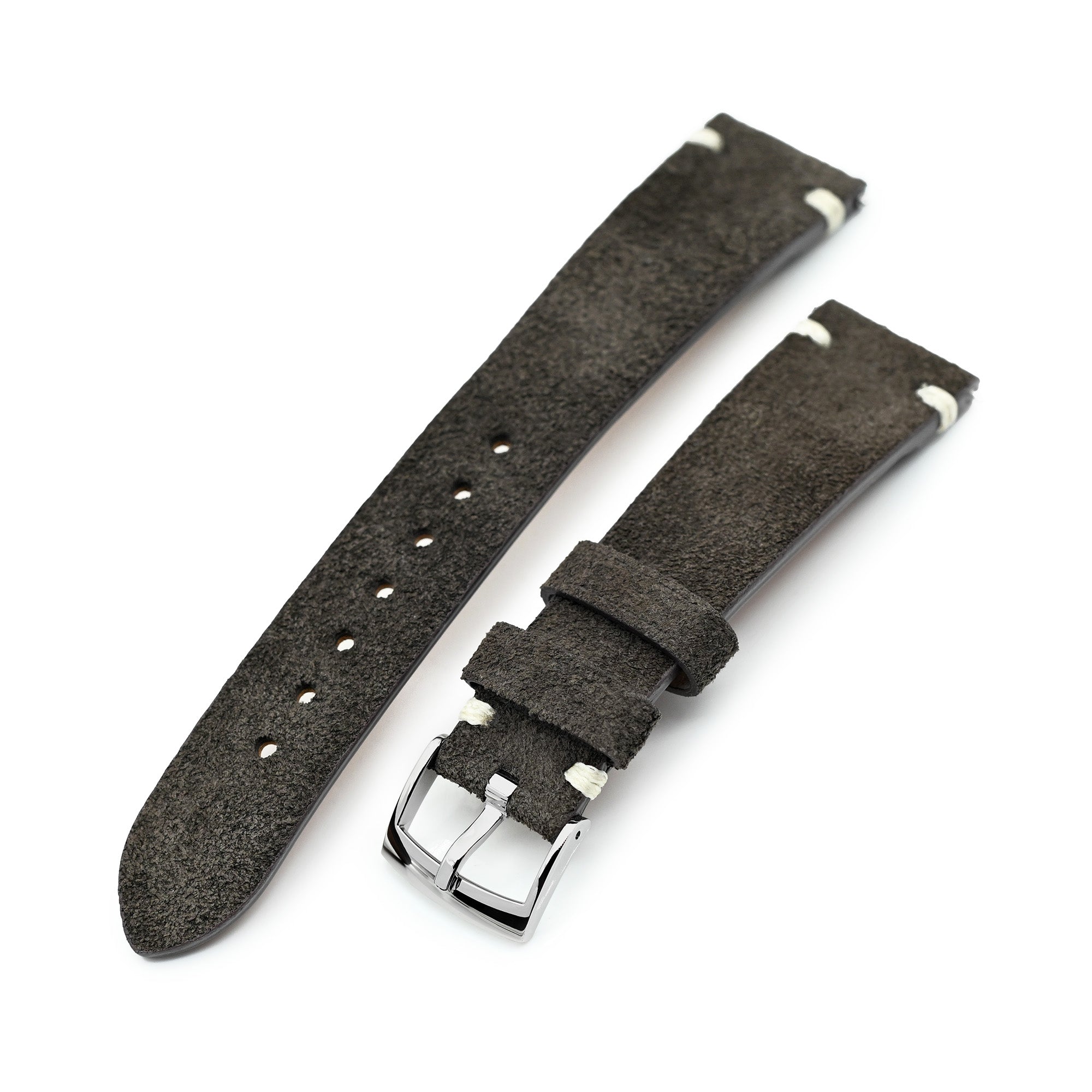 Dark Brown Italian Suede Leather Watch Strap | Twin-Stitch Quick Release | 20mm Strapcode watch bands