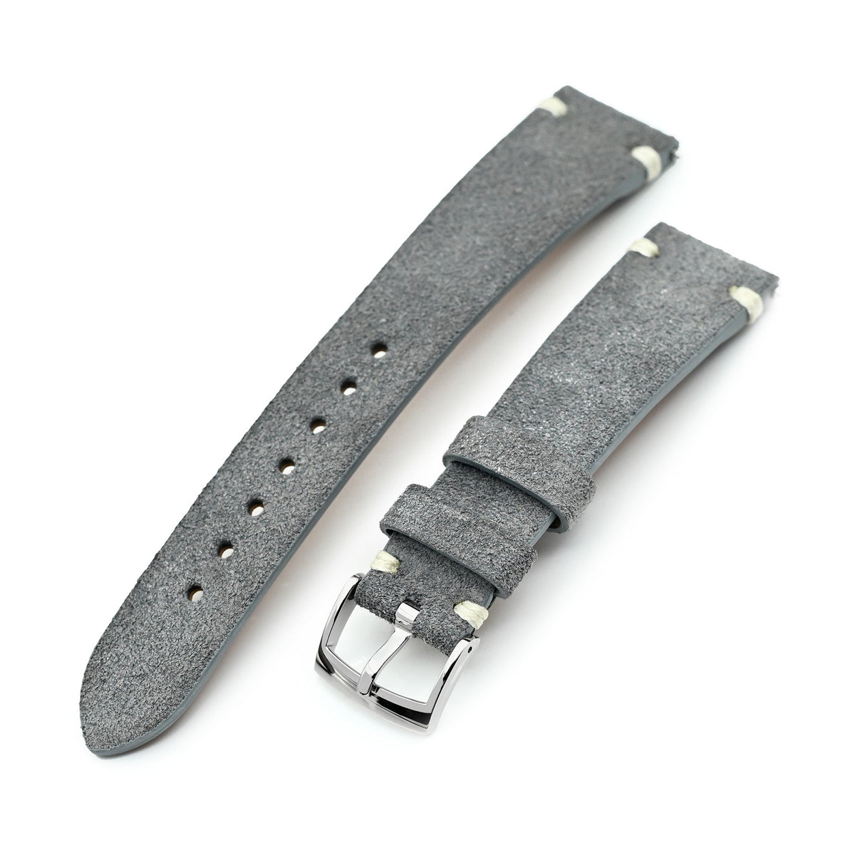 Dark Grey Italian Suede Leather Watch Strap | Twin-Stitch Quick Release | 20mm Strapcode watch bands