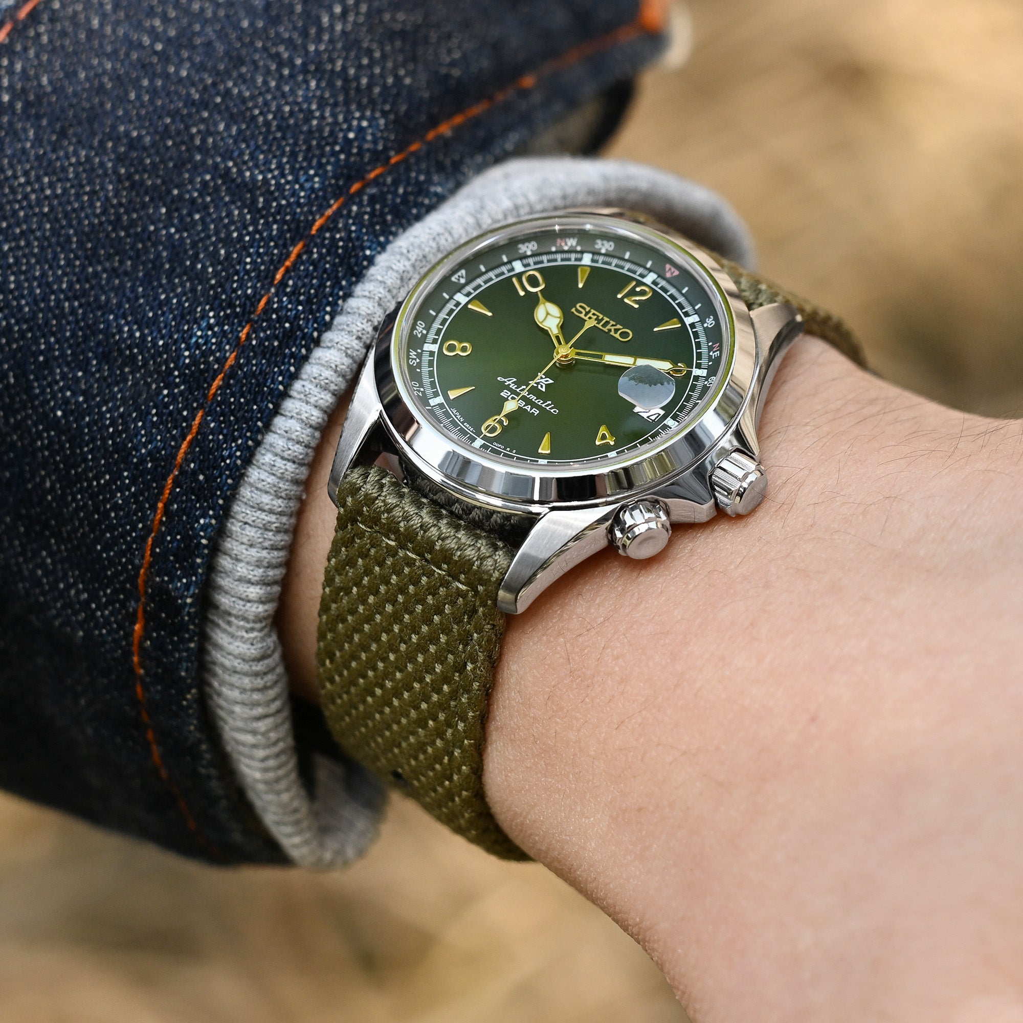 Military Green Premium Nylon Honeycomb Weave Quick release Watch Strap Strapcode Watch Bands