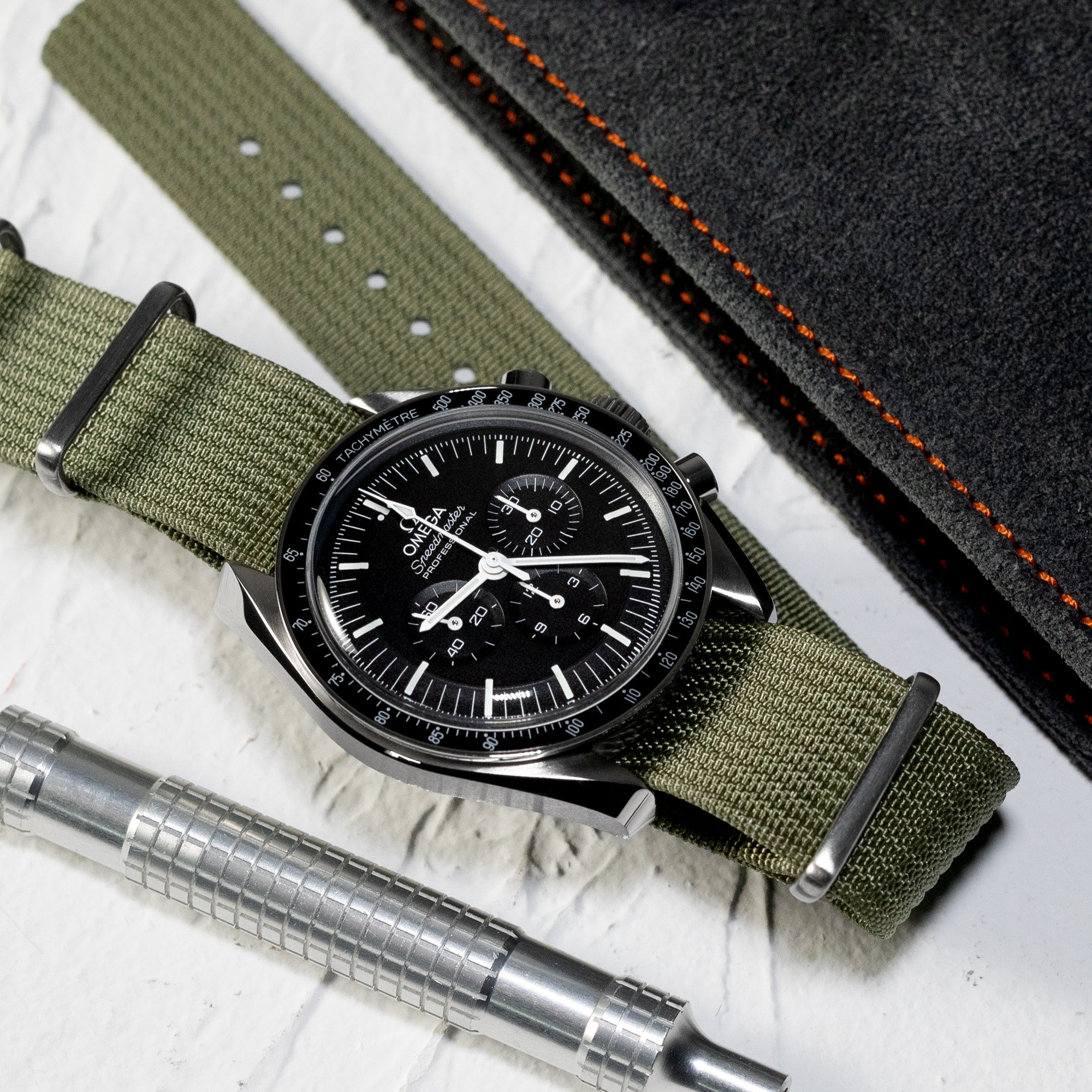 NATO 20mm G10 Military Watch Band Nylon Strap, Brown, PVD Black, 260mm -  Strapcode