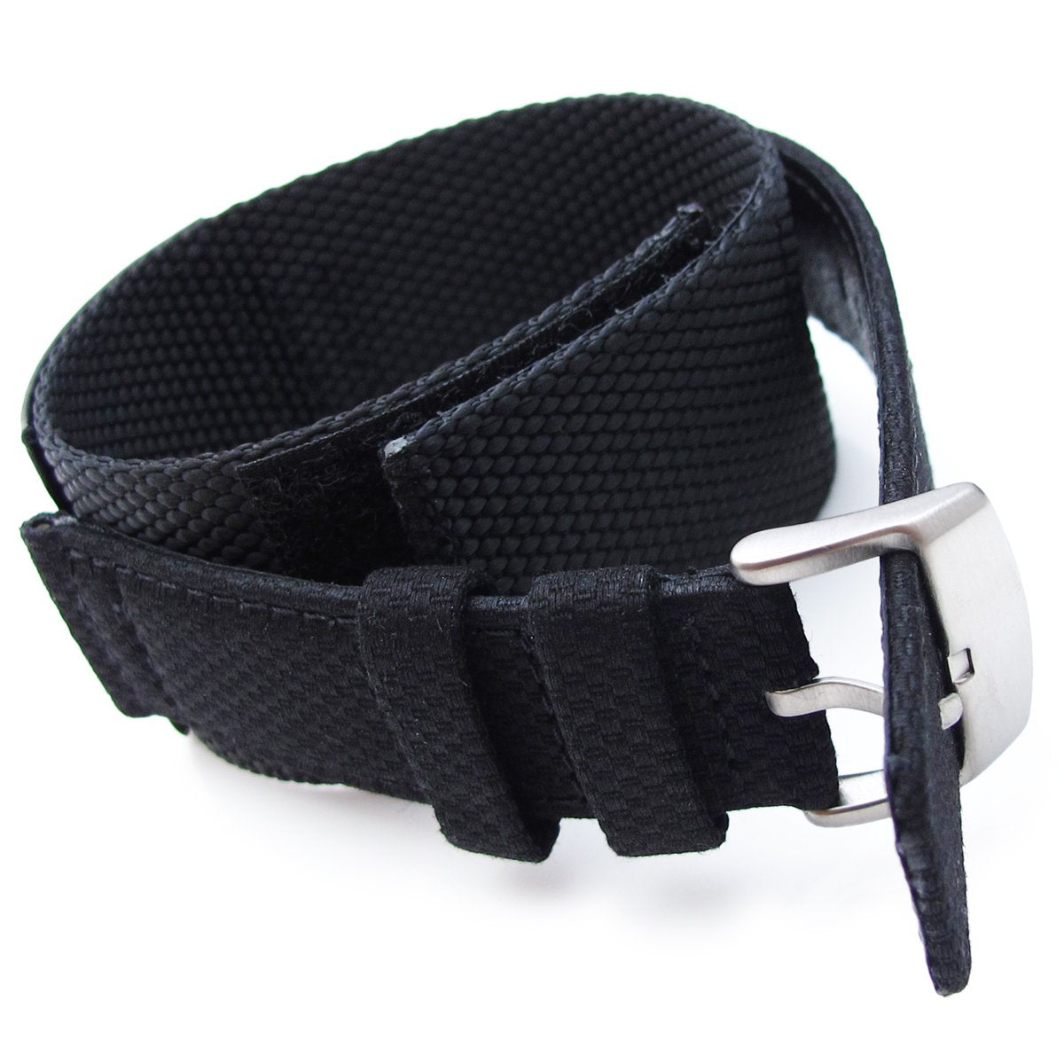 MiLTAT 21mm Double Layer Nylon Black Tactical Velcro Watch Strap