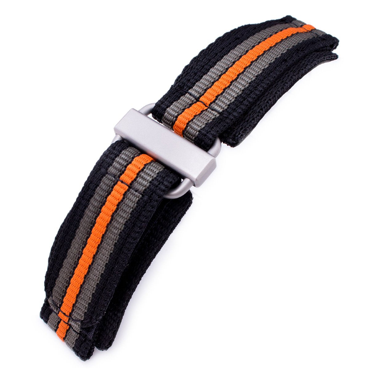 22mm MiLTAT Black, Khaki & Orange Stripes 3-D Nylon Velcro Fastener Wa -  Strapcode