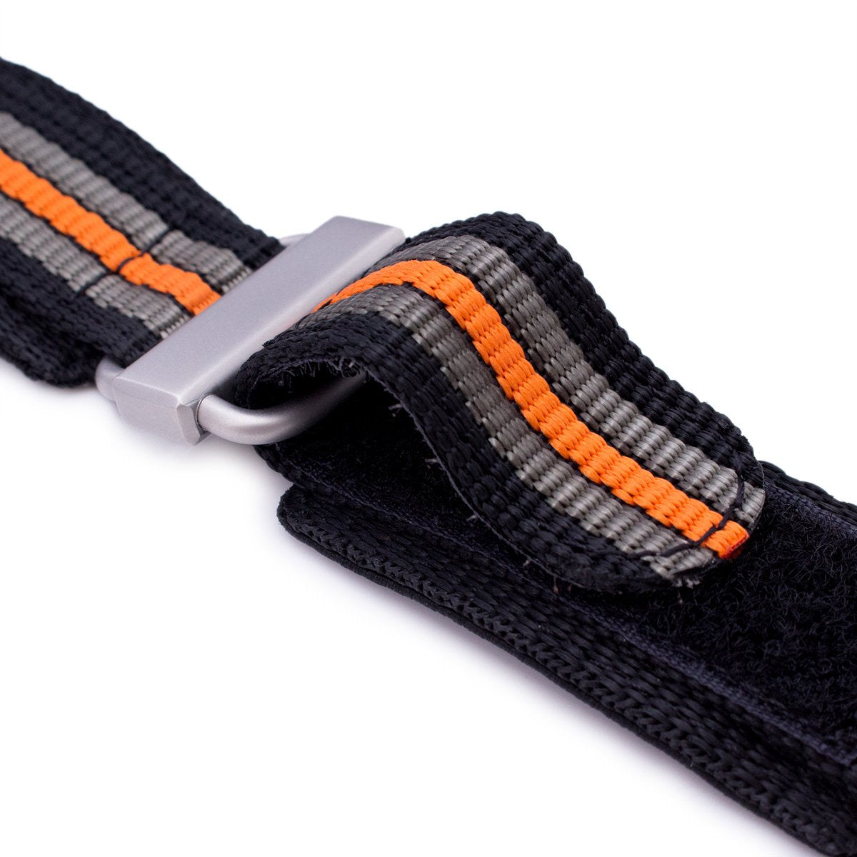 22mm MiLTAT Black, Khaki & Orange Stripes 3-D Nylon Velcro