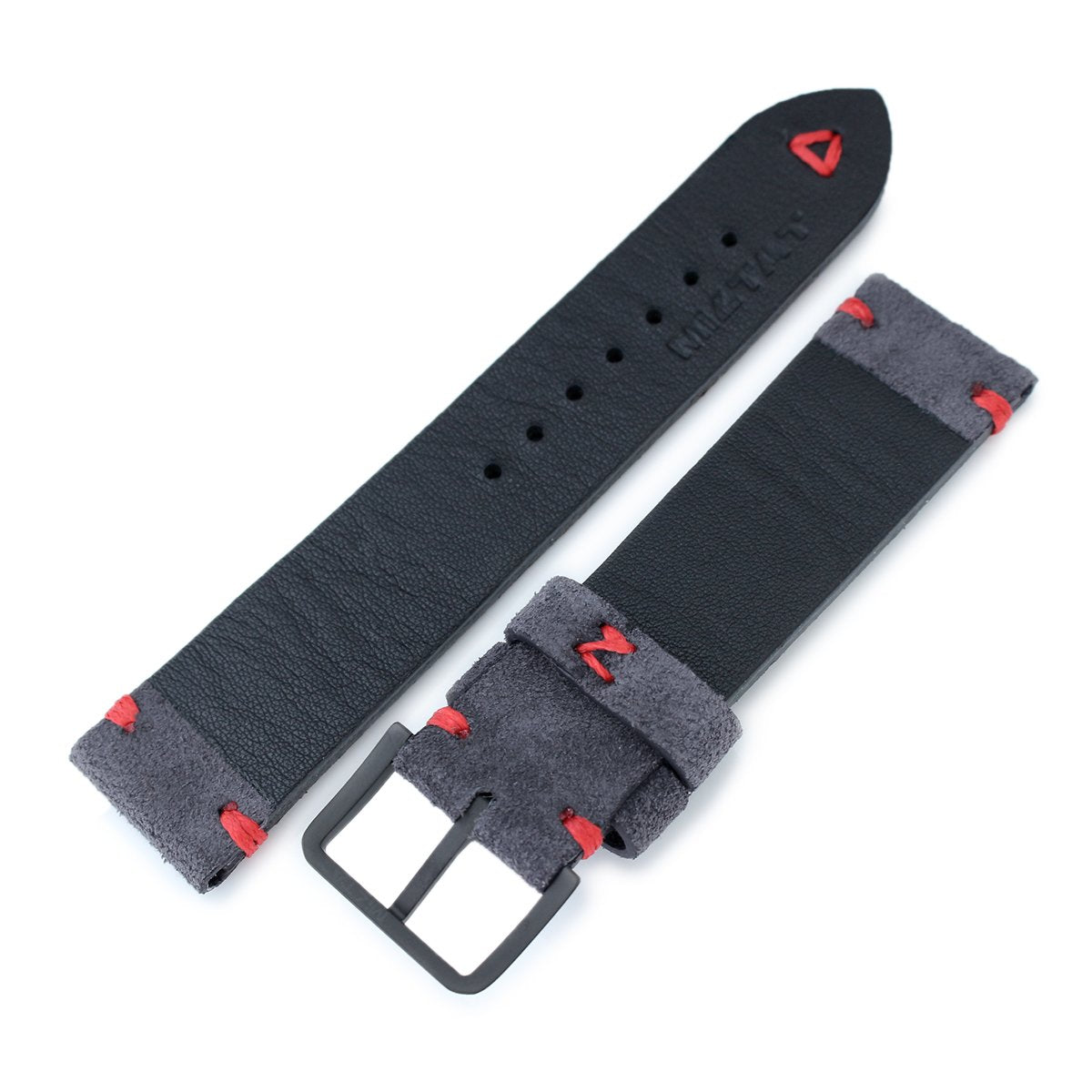 20mm 21mm 22mm MiLTAT Dark Grey Genuine Nubuck Leather Watch Strap Strapcode