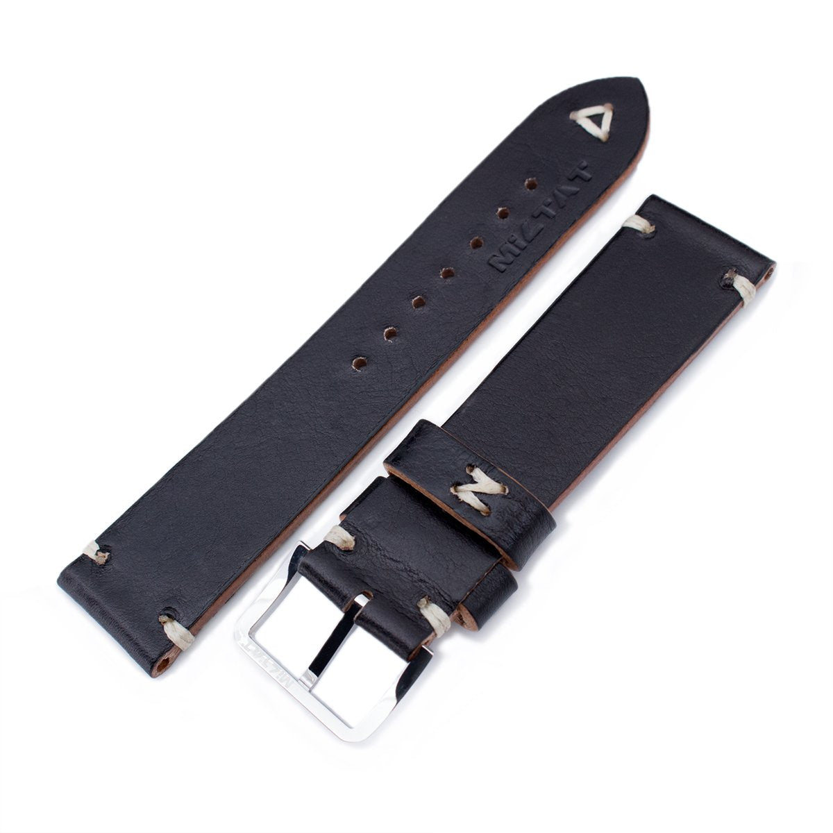 21mm black best sale leather watch strap