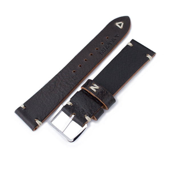 MiLTAT 21mm, 22mm Genuine Olive Brown Distressed Leather Watch Strap -  Strapcode