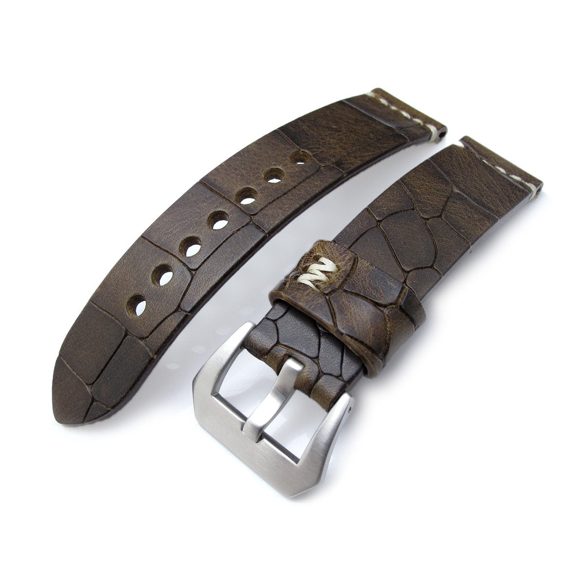 MiLTAT Zizz Collection 22mm Cracked Croco Dark Brown Watch Strap 
