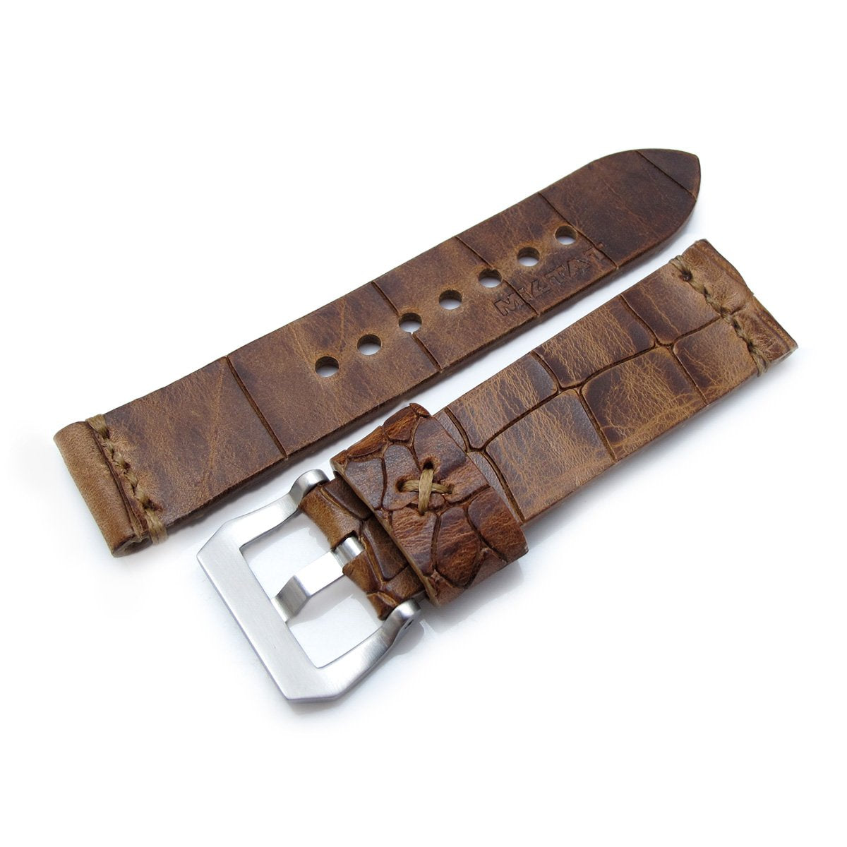 24mm Brown Handmade Apple watch 4, Quick Release Leather Watch Straps -  Strapcode