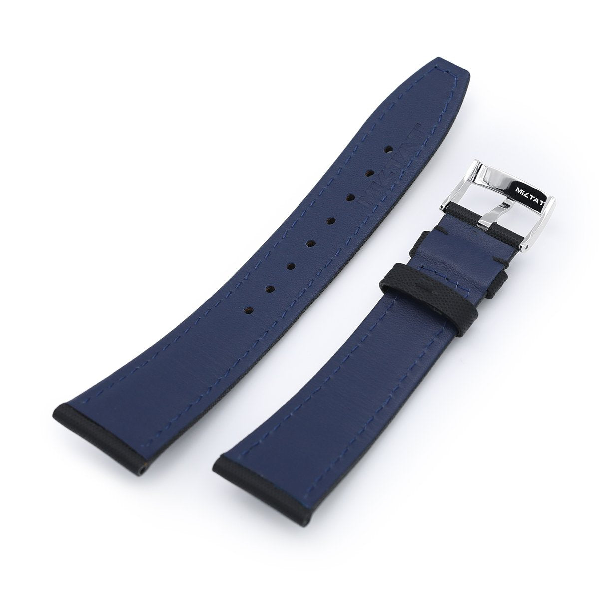20mm or 22mm Black Woven Texture Watch Strap, Black Stitching, Brushed -  Strapcode