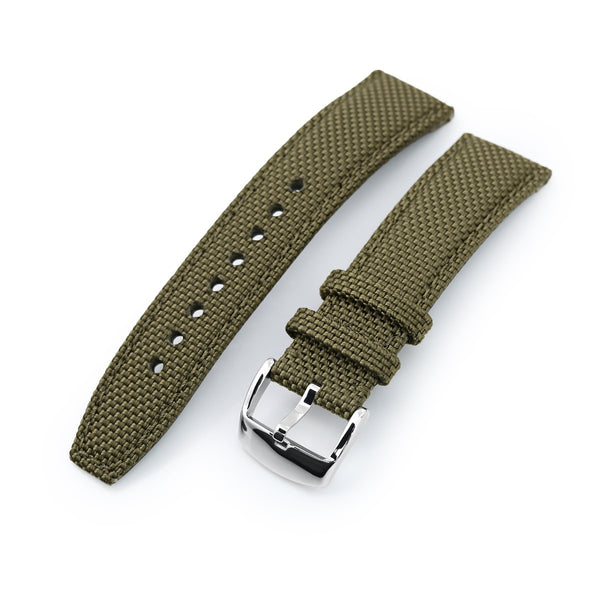 20mm, 21mm or 22mm Strong Texture Woven Nylon Military Green Watch Str ...