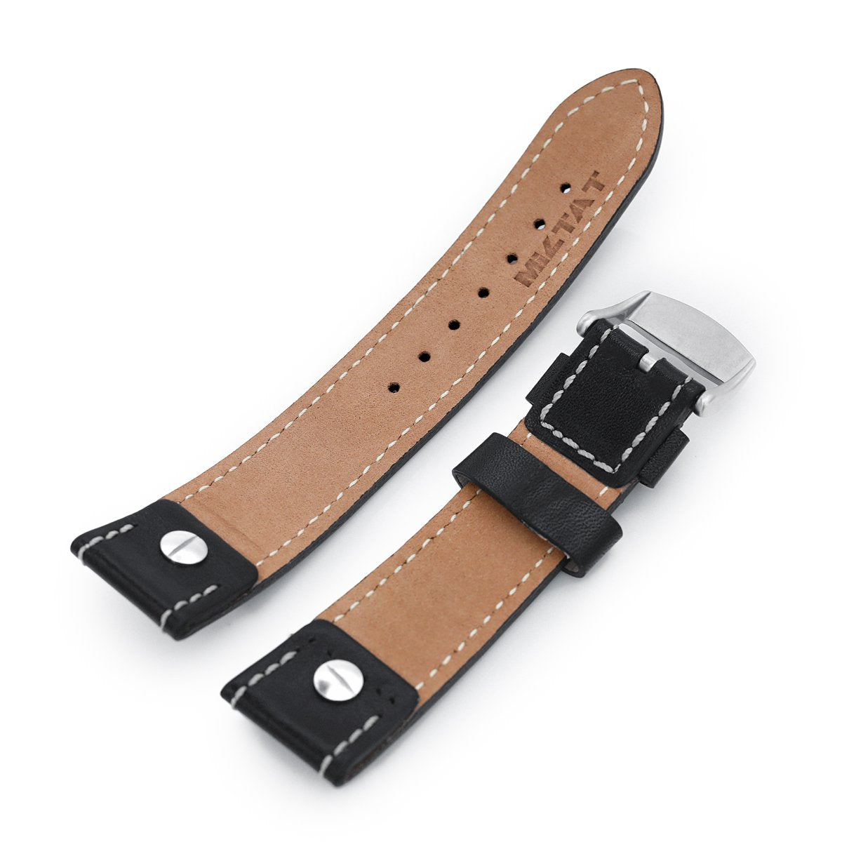​Hermès - Double turn leather watch band - Grained calf (black, brown,  white, red)