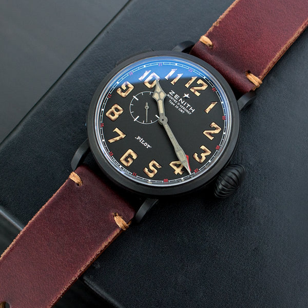 Custom Zenith Pilot leather Strap Replacement