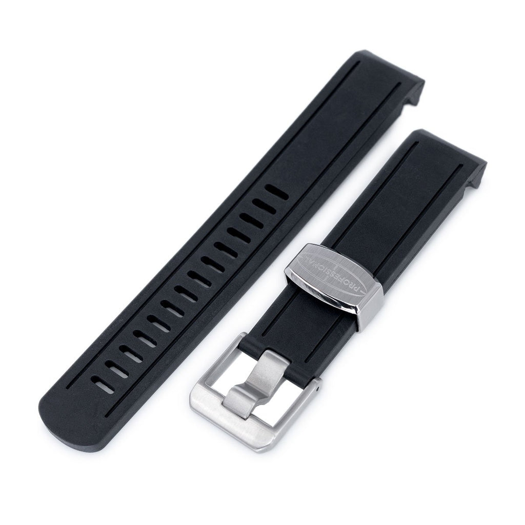 20mm Crafter Blue - Black Rubber Curved Lug Watch Band compatible with  Seiko Sumo SBDC001, SBDC031 & SPB101
