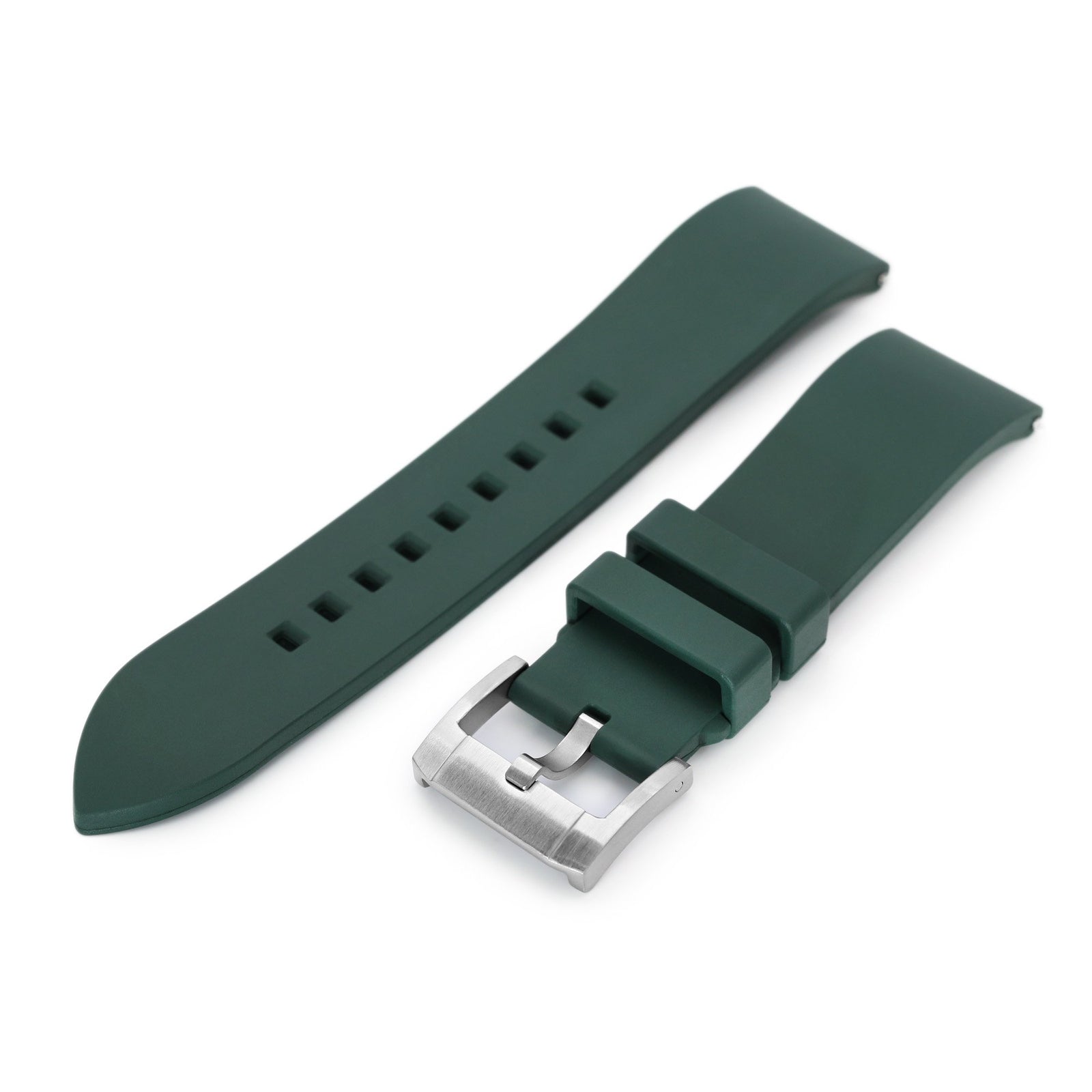 22mm Straight End Green FKM Rubber Quick Release Watch Band Strapcode