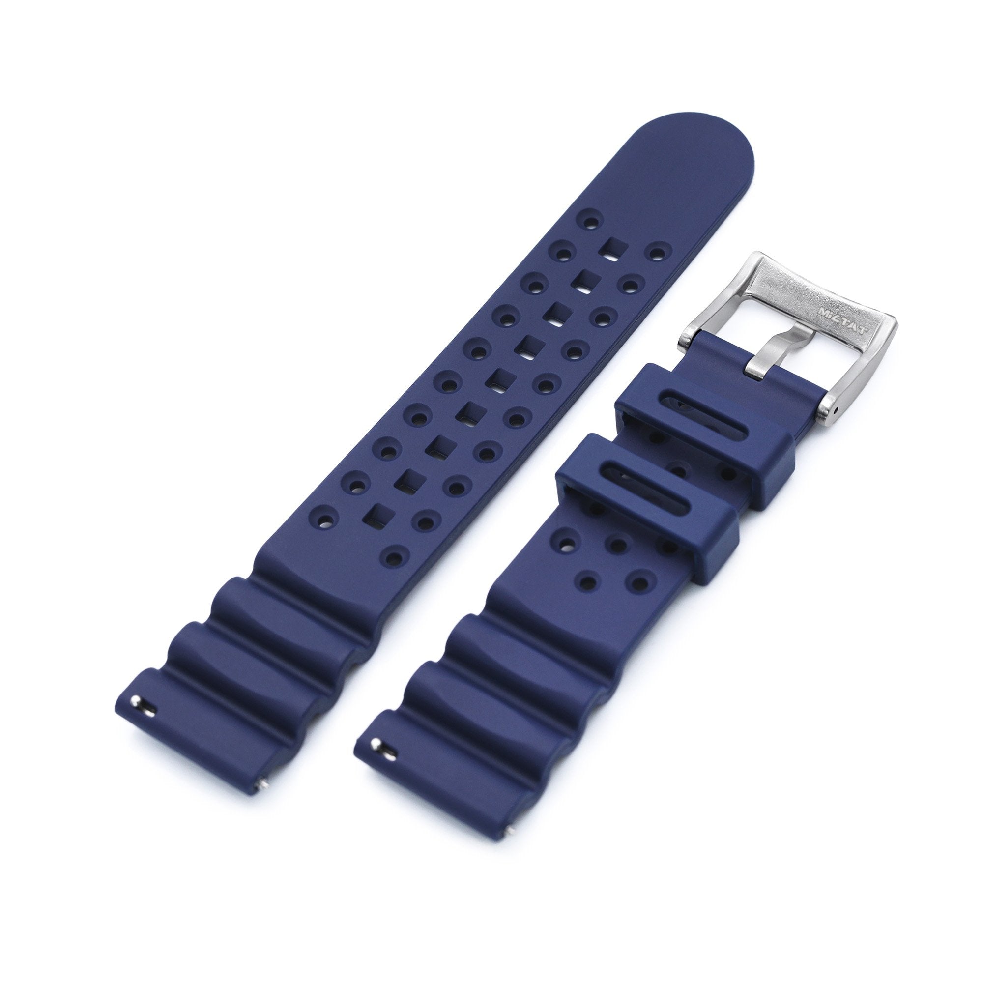 22mm Quick Release Watch Band Blue Diver FKM Rubber Strap Brushed Strapcode Watch Bands