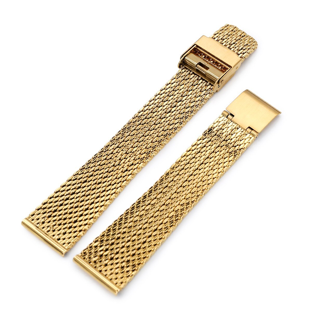 20mm Milanese Bony Wire Mesh Band Polished IP Gold Strapcode Watch Bands