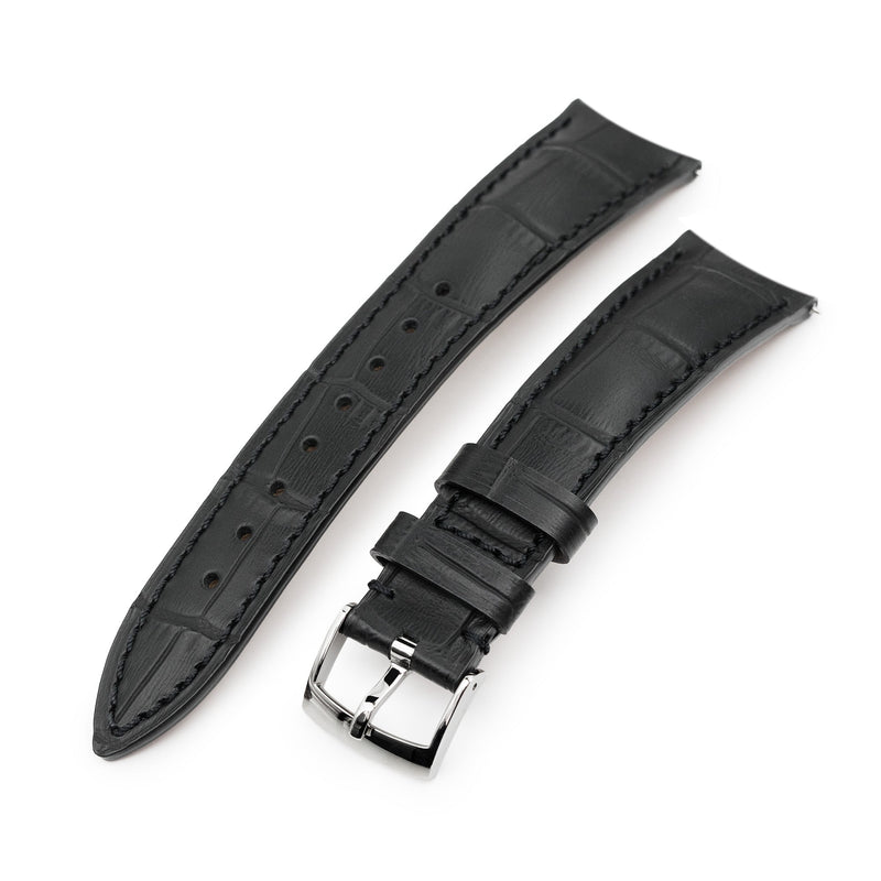 Semi-curved lug watch bands Croco grain watch straps | Strapcode