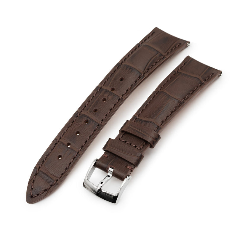 Semi-curved lug watch bands Croco grain watch straps | Strapcode