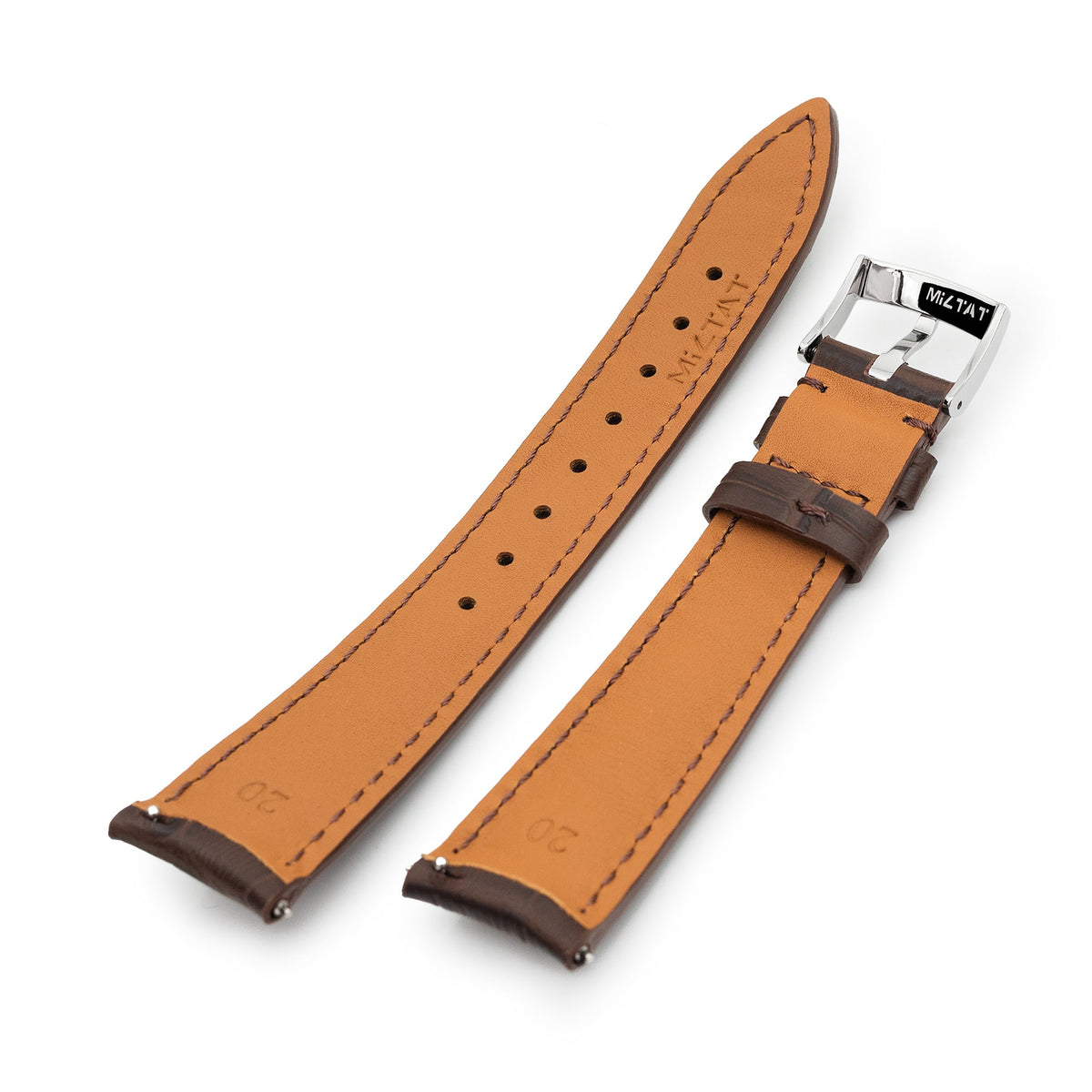 Watch strap Ku-LCf004B 23mm dark brown leather KUKI-FLEX Patent