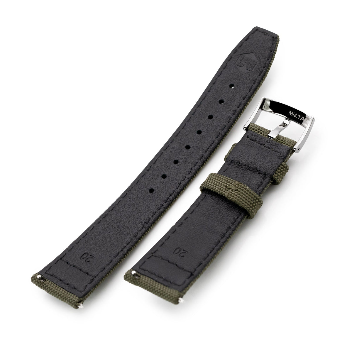 IWC Big Pilot - Cordura Type fabric watch band (black, kaki) - 22mm