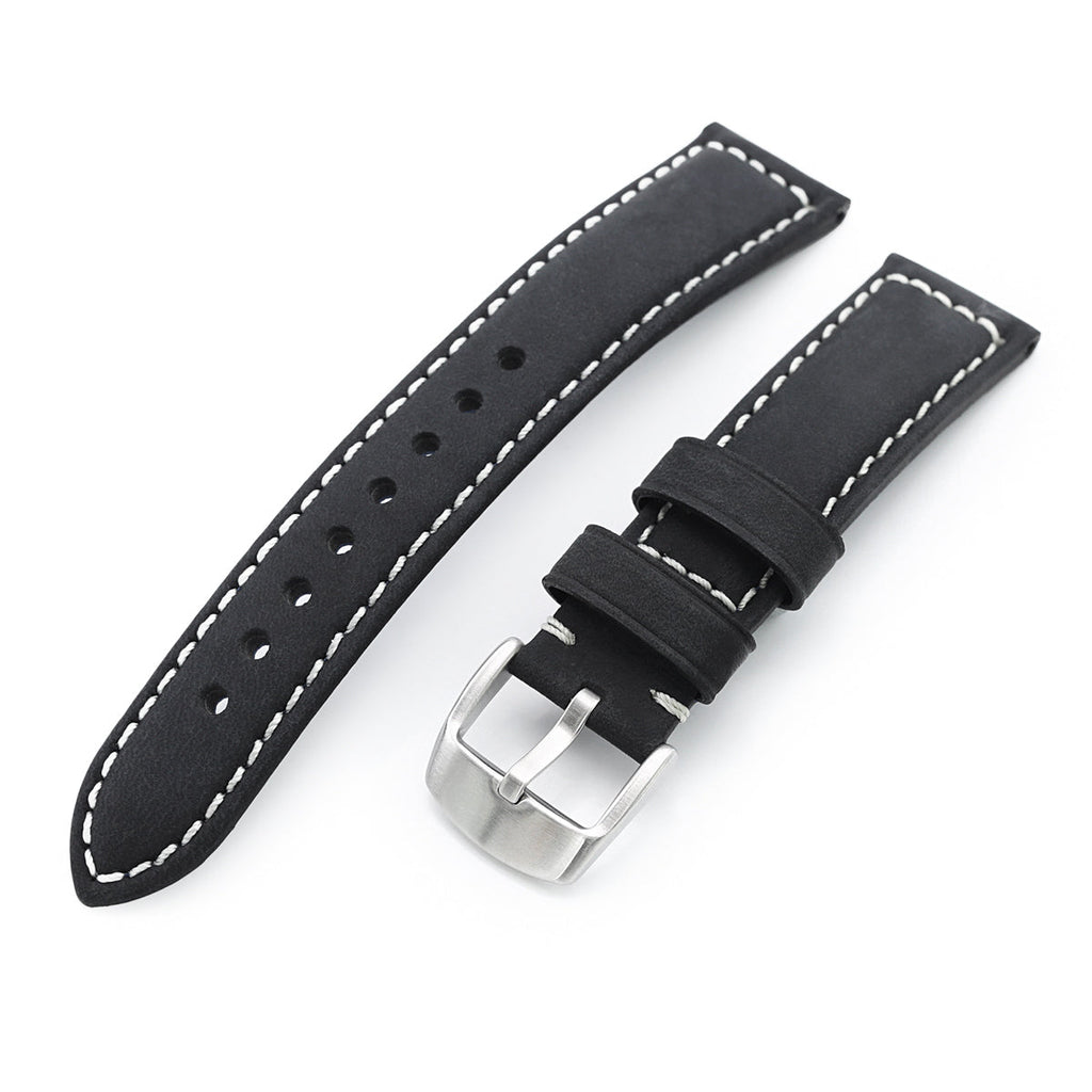 VACHETTA LEATHER STRAP BLACK/WHITE – Escudo Watches