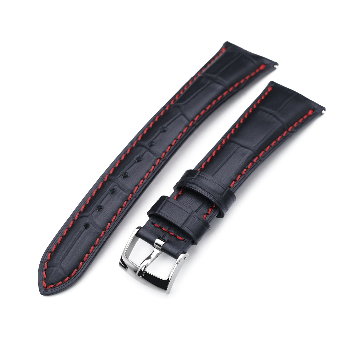 Navy Blue Crocodile Embossed Leather Strap 20mm – Zelos Watches