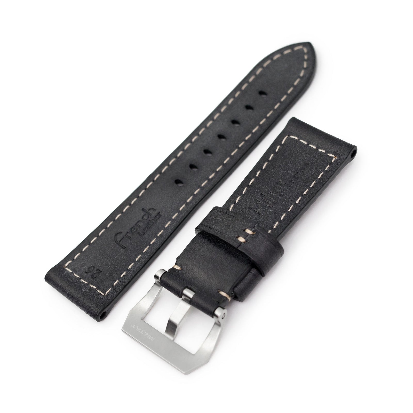 20mm or 22mm Black Woven Texture Watch Strap, Black Stitching, Brushed -  Strapcode