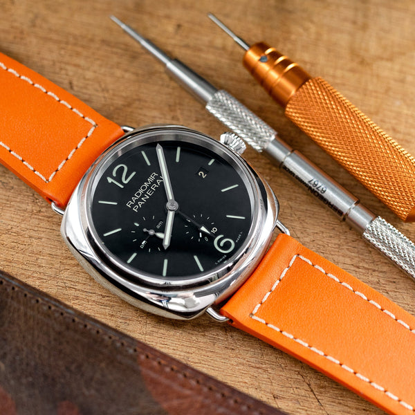 Orange French Barenia Leather PAM Watch Strap for Panerai Strapcode