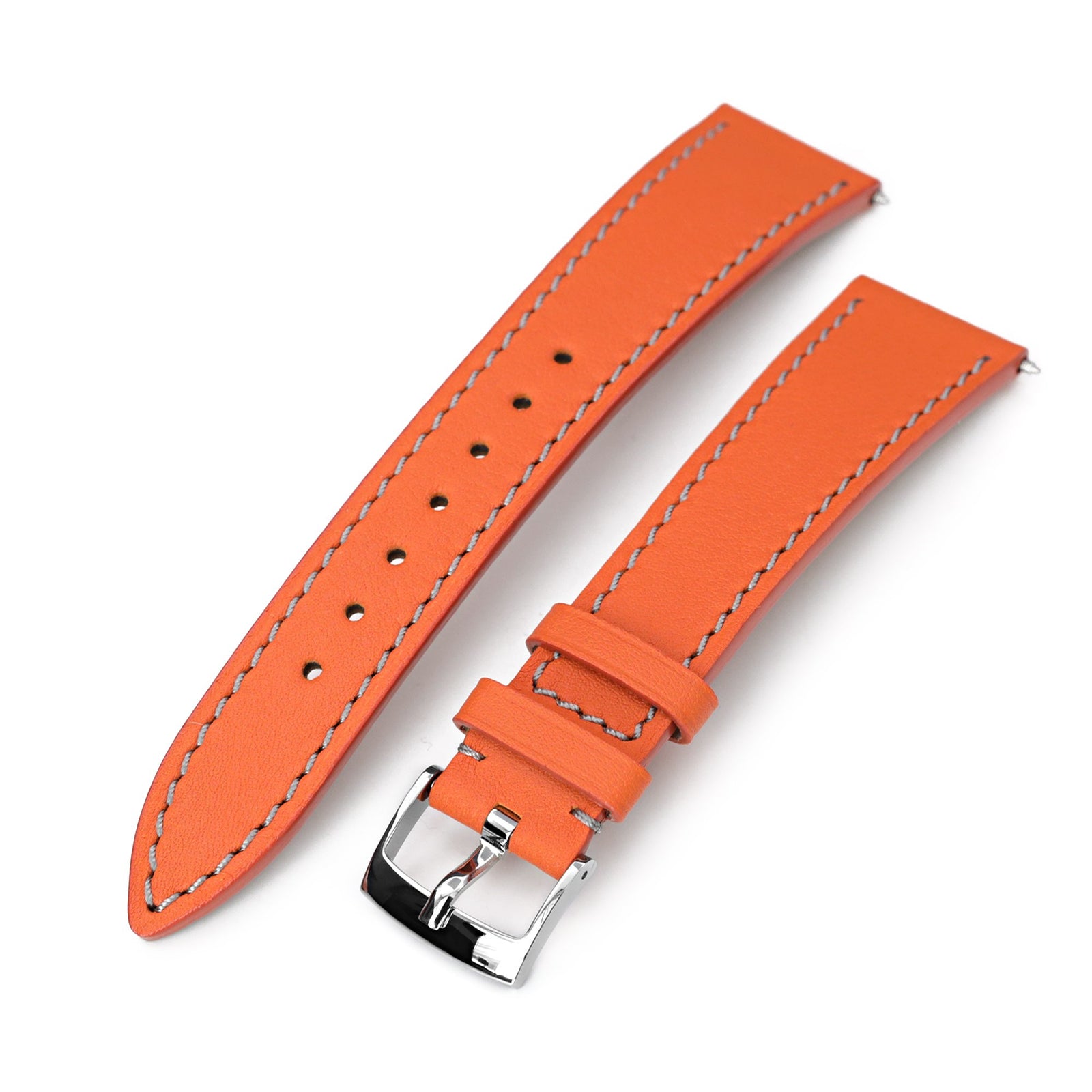 Quick Release Orange Tapered Leather Watch Bands + Zermatt | Strapcode