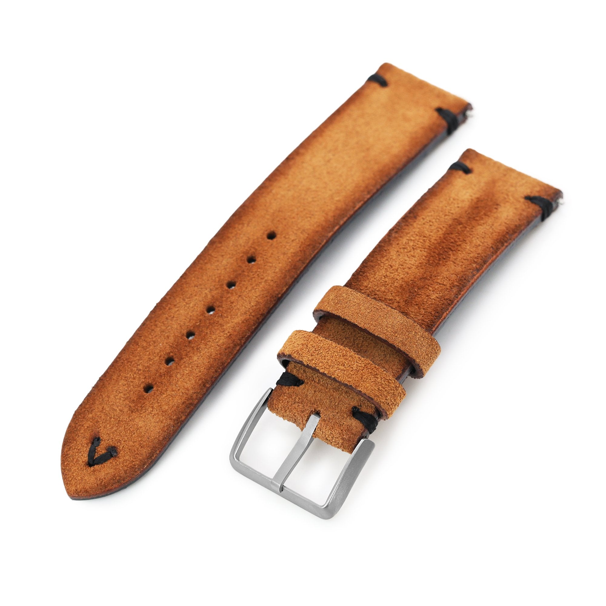 Light Tan Leather Strap With Yellow Stitching for Louis