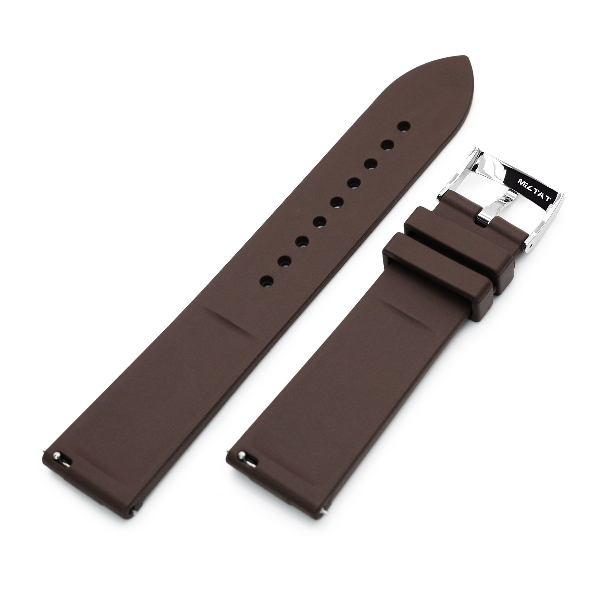 30 MM Silicone Wide Prong Watch Band Brown Color Quick Release Regular