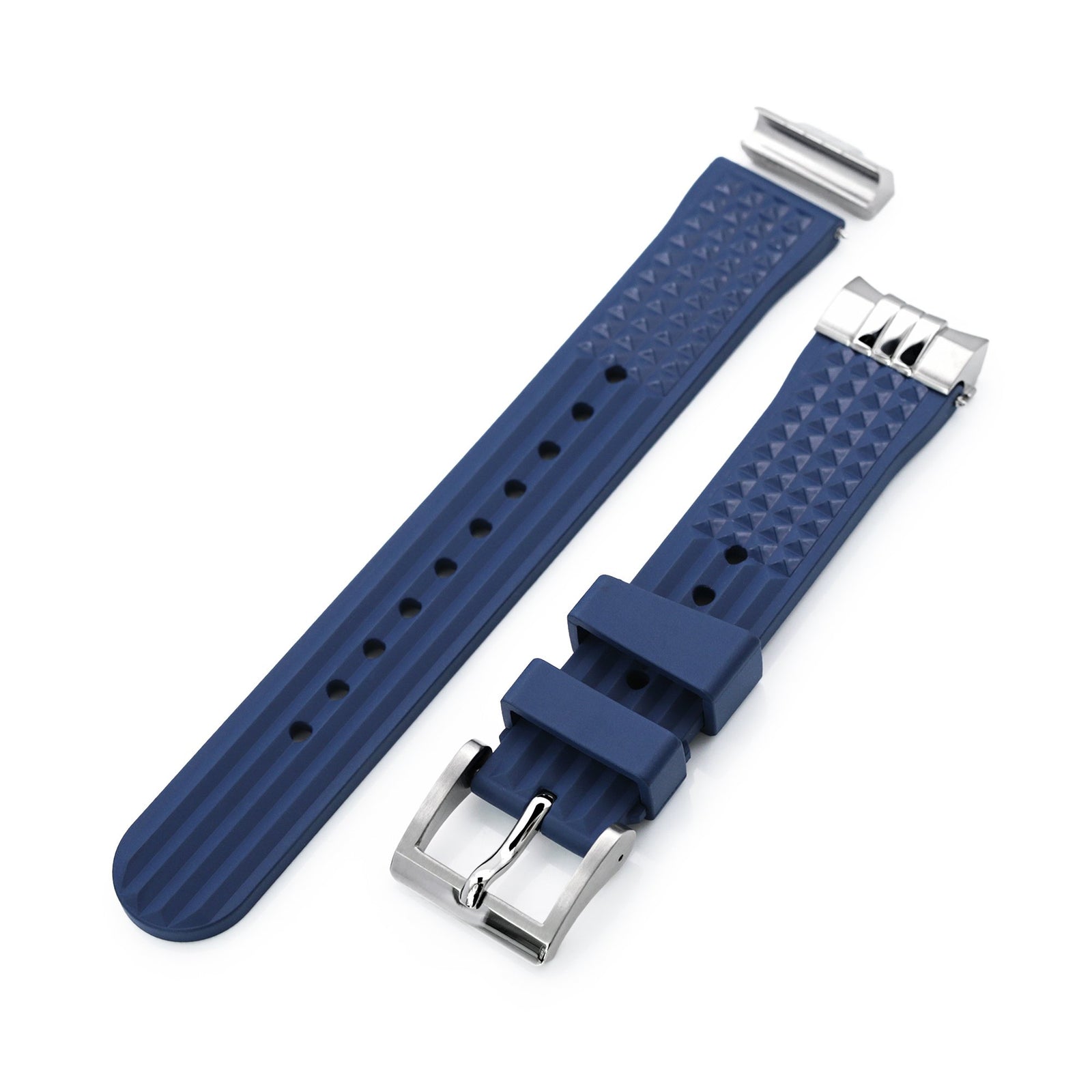Curve Endpiece Chaffle Waffle FKM Seiko Sumo Watch Bands by Strapcode