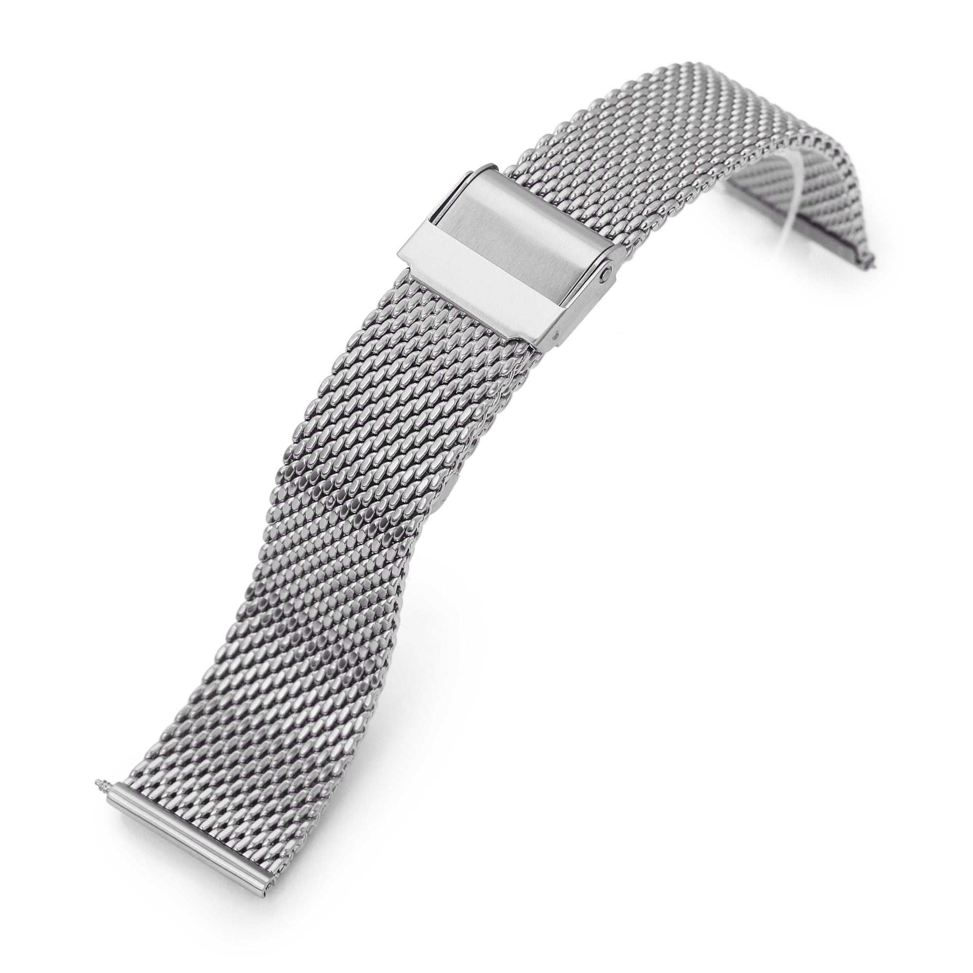 HEMOBLLO Watchband Shark Mesh Stainless Steel Bracelet Strap Folding Clasp  (Long Pattern 20mm)