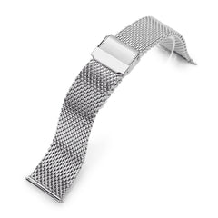 Quick Release Tapered Milanese Polished Mesh Watch Band