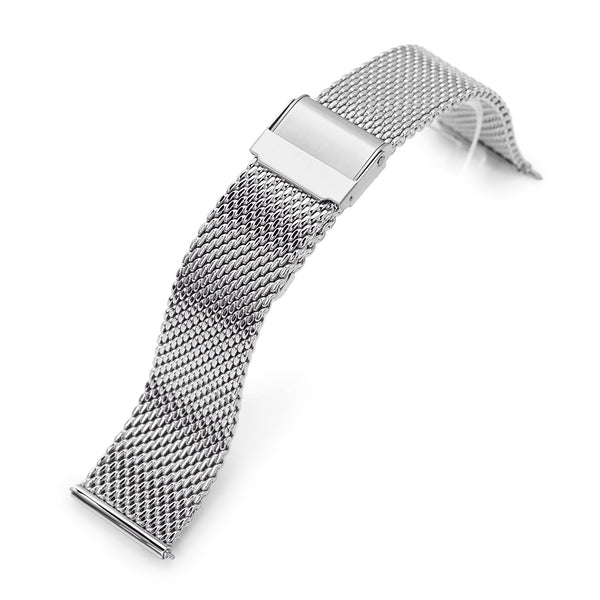 Black milanese watch band, quick release spring bars functional catches