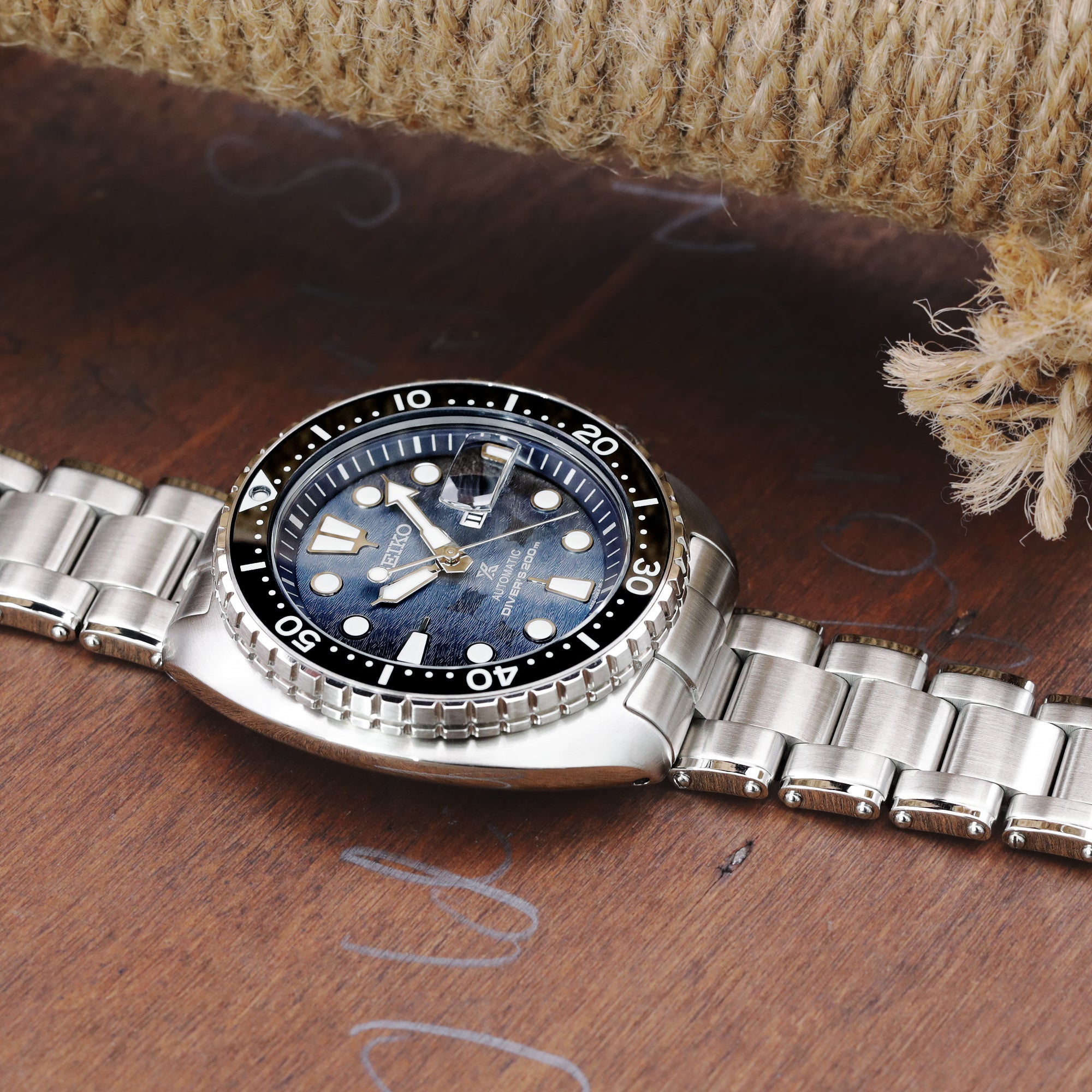 Seiko Mod new Turtles SRP777 Curved End Angus-J Louis Bracelet - Strapcode