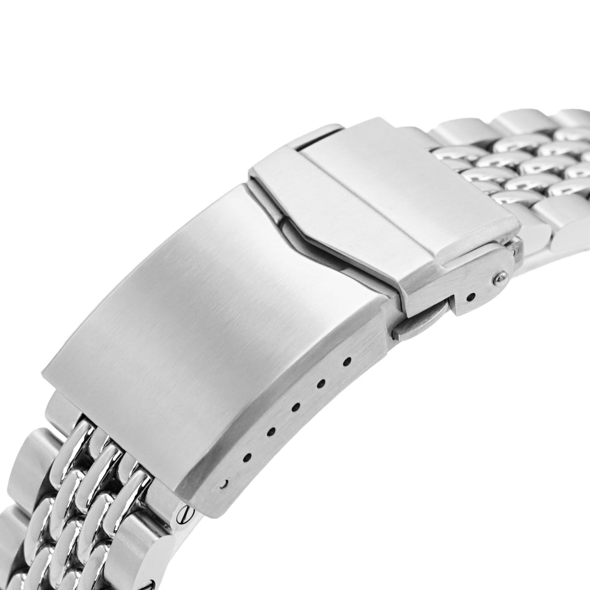 Islander 20mm Brushed and Polished Solid-Link Watch Bracelet for Seiko 5 Srpe Watches, Curved End #BRAC-10