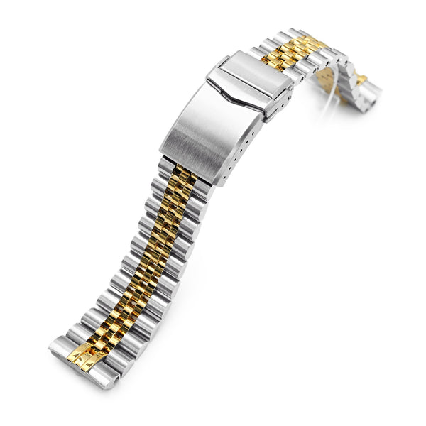 22mm Super-J Louis Watch Band compatible with Seiko new Turtles SRP777,  316L Stainless Steel Two Tone IP Gold V-Clasp